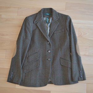 Lauren Ralph Lauren Tweed Wool Blazer Patched Elbow